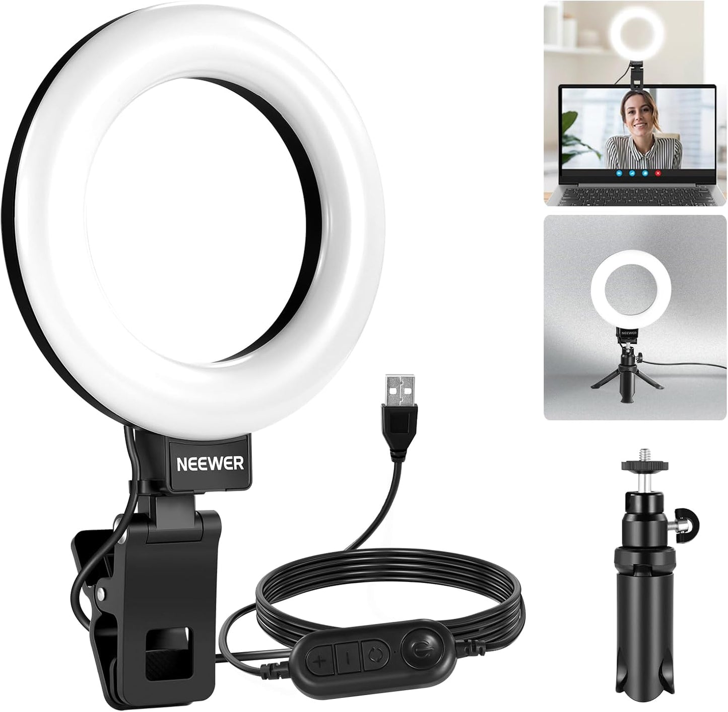 Neewer 10104607 5" LED Ring Light Video Conference Kit