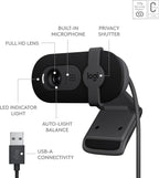 Logitech 960-001589 Brio 101 Webcam - 1080p, Auto-Light, Privacy Shutter