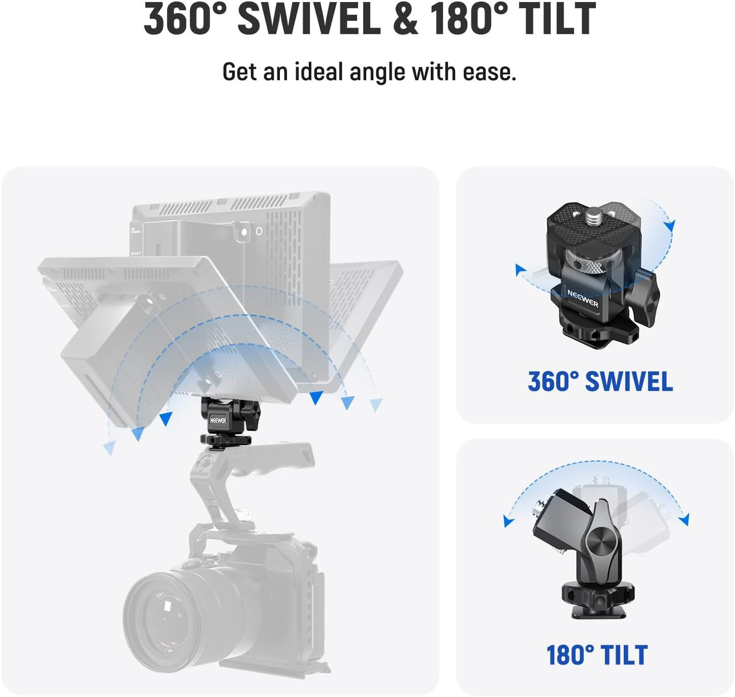 Neewer MA006 Camera Monitor Mount Cold Shoe Swivel Tilt