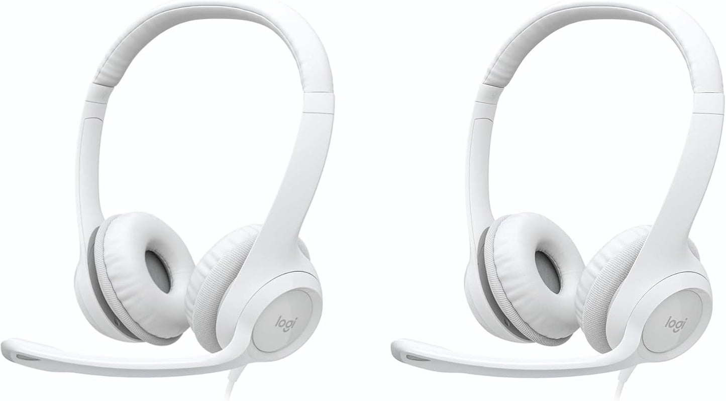 Logitech H390 USB Computer Headset 2-Pack White