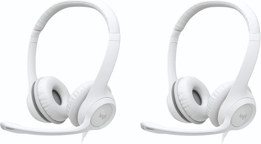 Logitech H390 USB Computer Headset 2-Pack White