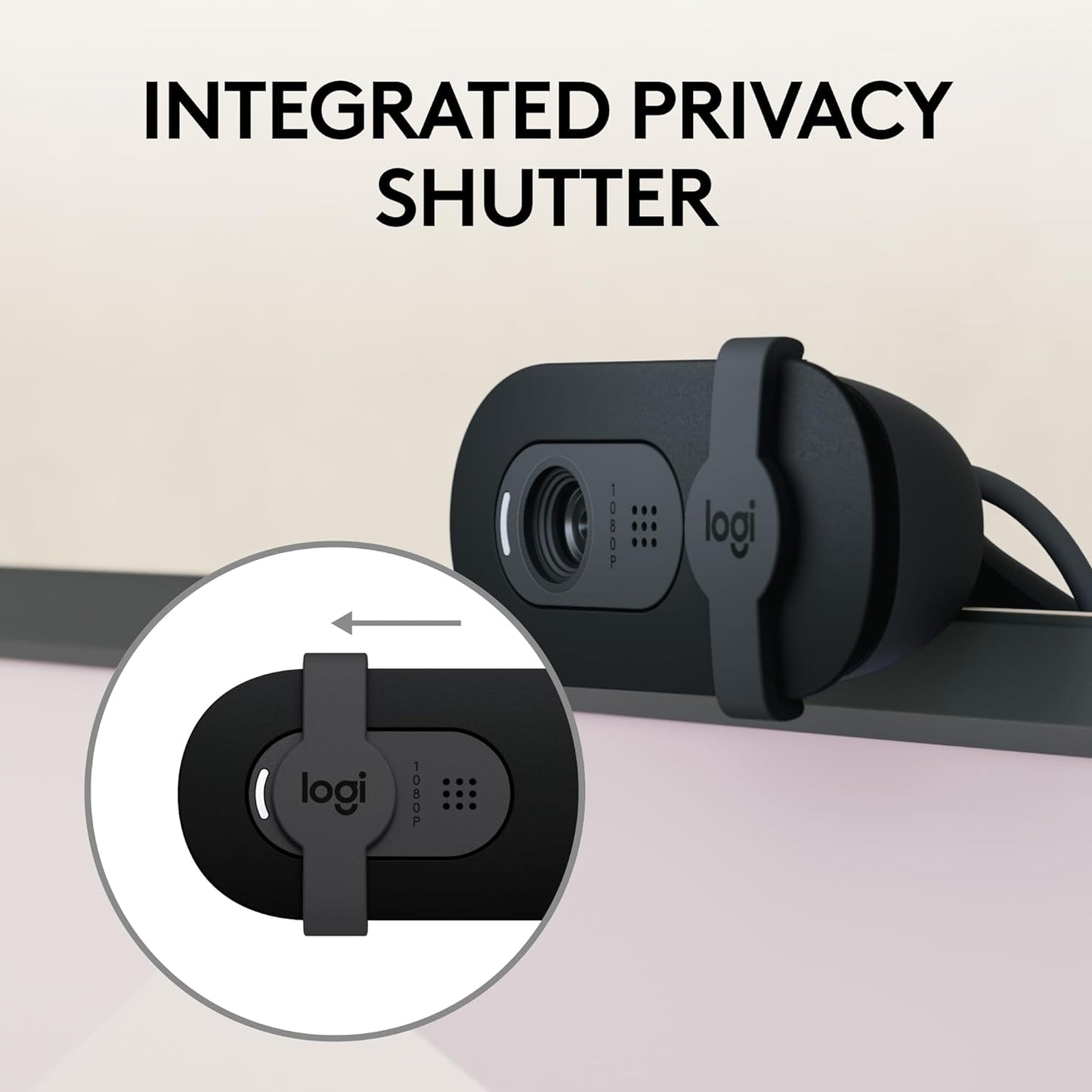 Logitech 960-001589 Brio 101 Webcam - 1080p, Auto-Light, Privacy Shutter