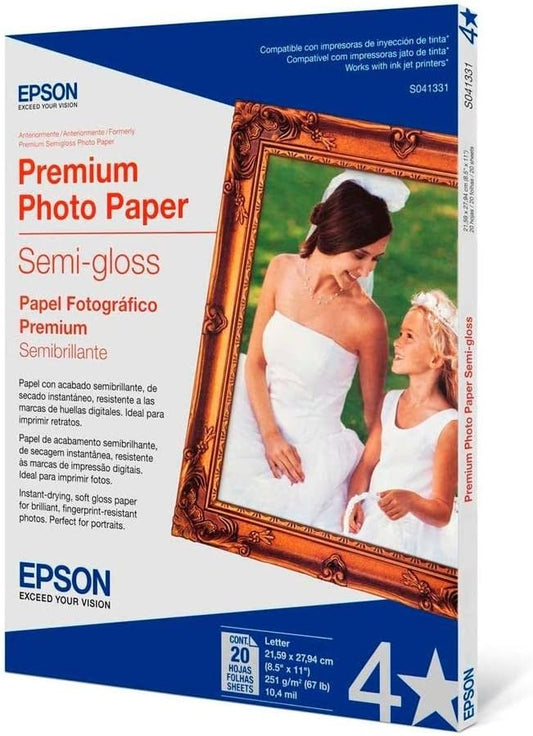 Epson S041331 Premium Semi-Gloss 8.5x11 Photo Paper