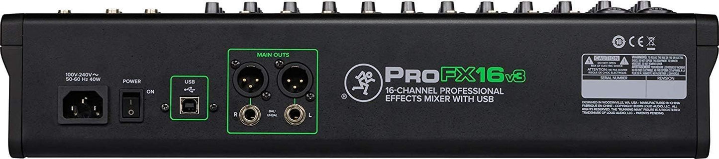 Gravity ProFX16v3 Mackie 16-Channel Mixer Effects Bundle