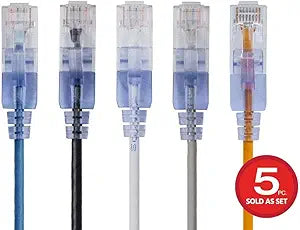Monoprice 133224 SlimRun Cat6A Ethernet Cable 5-Pack - 30ft — main product image