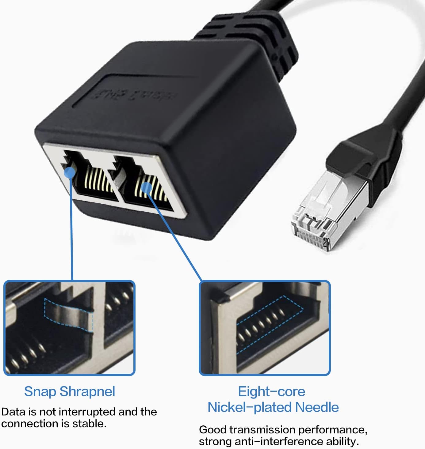 SanDisk Ethernet Splitter RJ45 Male to 2 Female Adapter