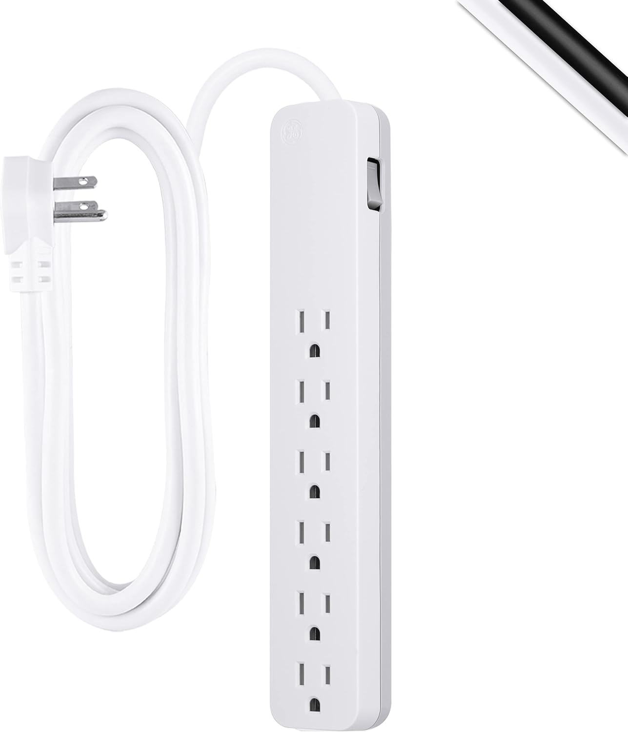 GE 57869 6-Outlet Surge Protector 8ft Cord White