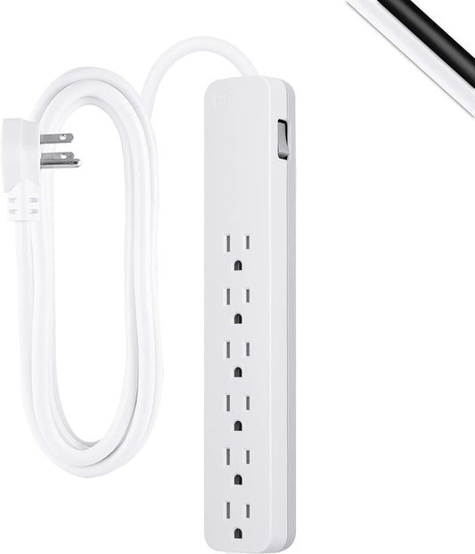 GE 57869 6-Outlet Surge Protector 8ft Cord White
