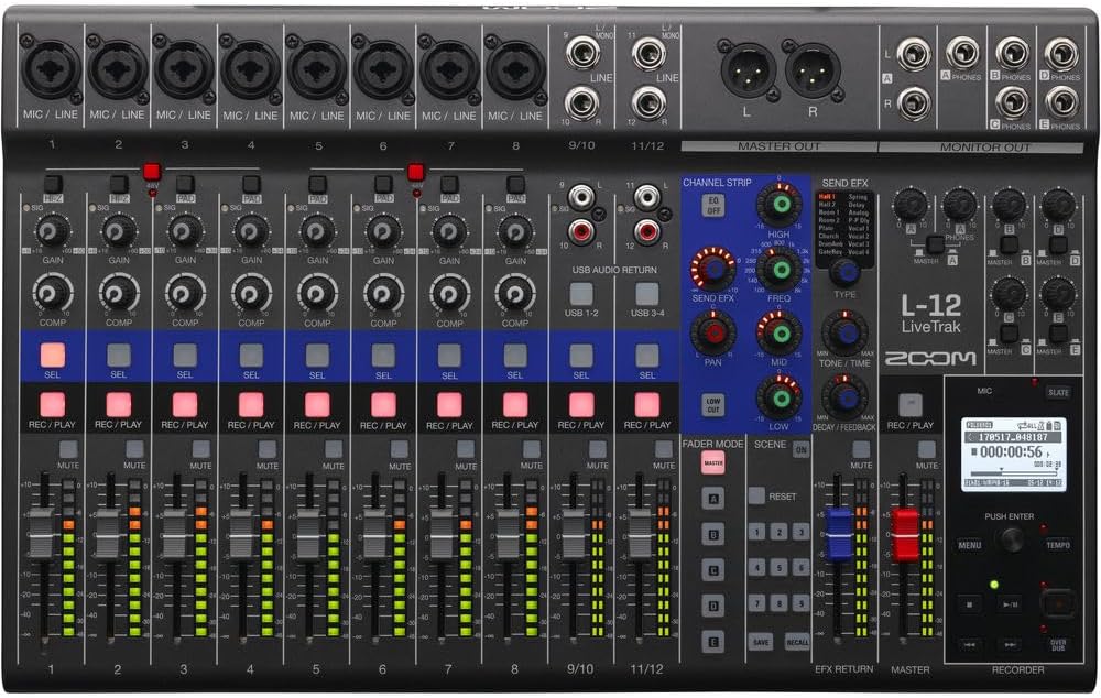 Zoom LiveTrak L-12 Digital Mixer Recorder - Multitrack Streaming
