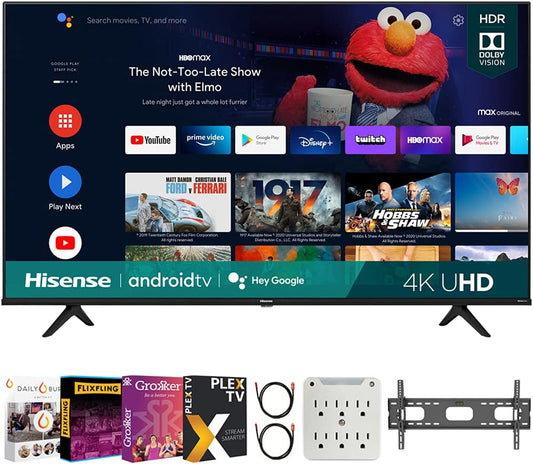 Hisense E6HIS65A6G 65-Inch 4K UHD Android TV Bundle