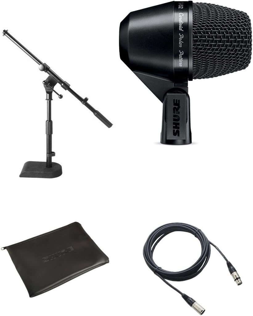 Shure PGA52 Kick Drum Microphone Bundle XLR Cable Stand