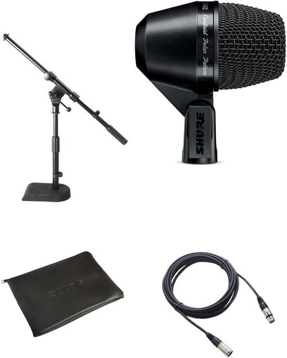 Shure PGA52 Kick Drum Microphone Bundle XLR Cable Stand