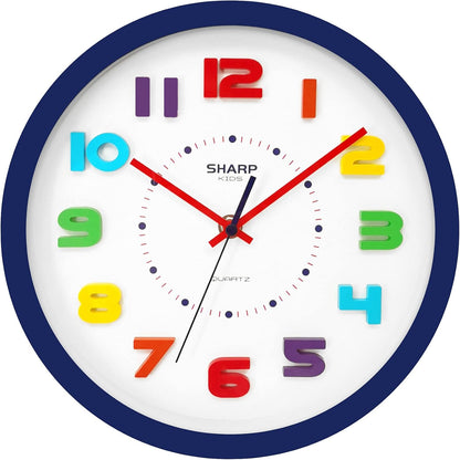 Sharp Colorful Kids Wall Clock 10-Inch Silent