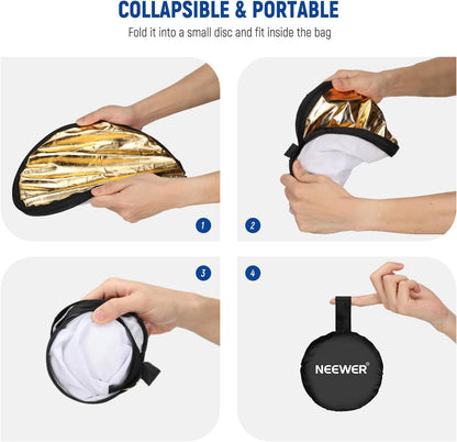 Neewer 10102406 12" 5-in-1 Collapsible Photography Reflector