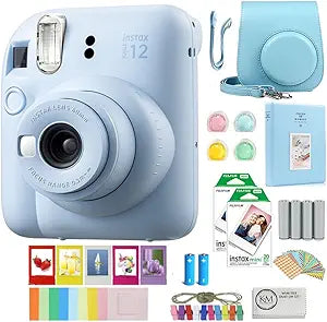 FUJIFILM INSTAX Mini 12 Instant Camera - Pastel Blue Bundle