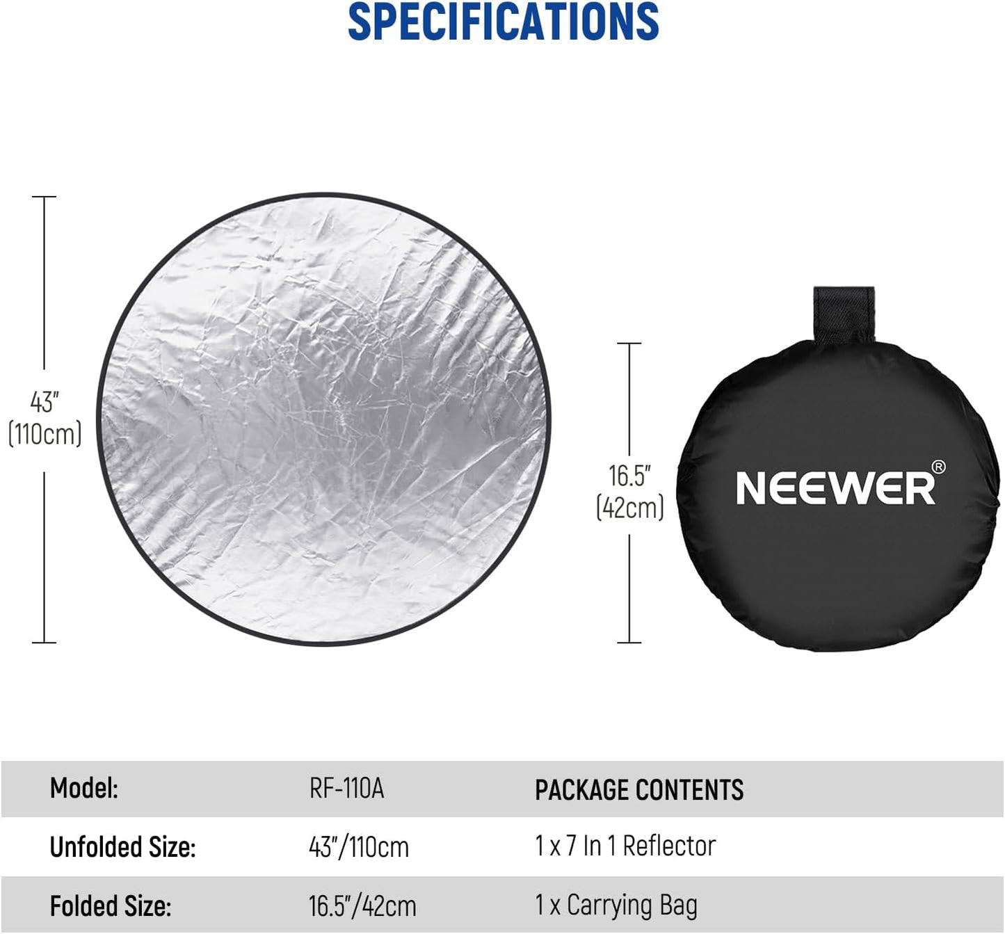 Neewer 10102405 43" 7-in-1 Photography Reflector