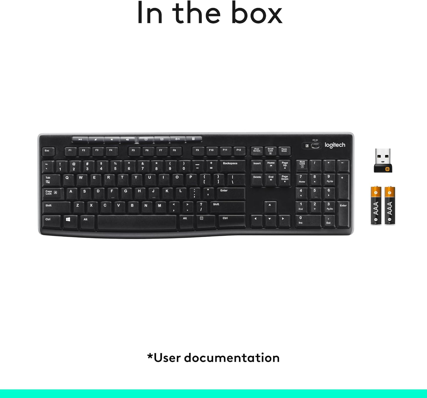 Logitech 920-003051 K270 Wireless Keyboard Long Battery Life
