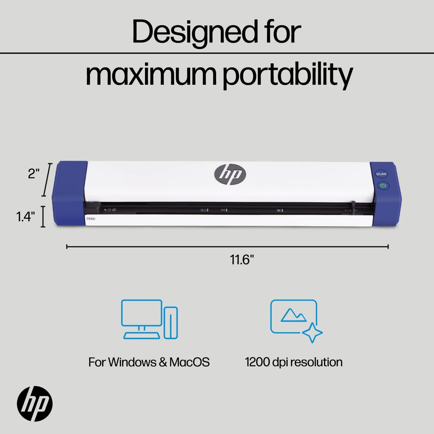 HP HPPS100 Small USB Document Scanner