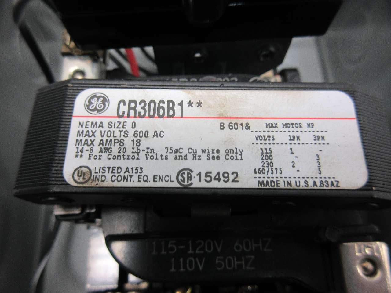 GE CR306B102 300-Line Control 120V 5HP Starter