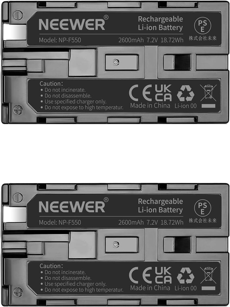 Neewer NP-F550 Replacement Battery 2-Pack 2600mAh Sony HandyCams — main product image