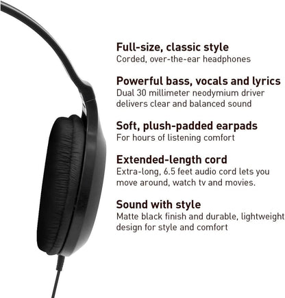 Panasonic RP-HT161-K Over-Ear Wired Headphones Extra Bass