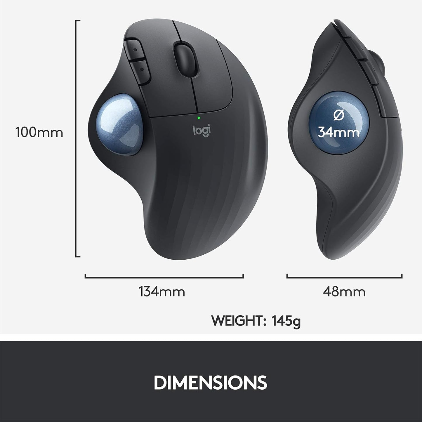 Logitech Ergo M575 Wireless Trackball Mouse (Renewed)