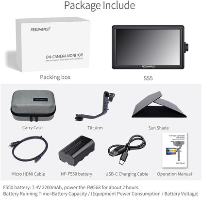 FEELWORLD S55 V3 Camera Field Monitor Kit