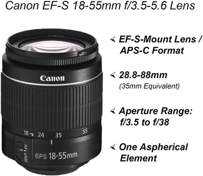 Canon 4000D Rebel T100 DSLR Camera + Lens Bundle - Renewed