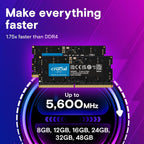 Crucial DDR5 4800MHz SODIMM 8GB CL40 Laptop Memory