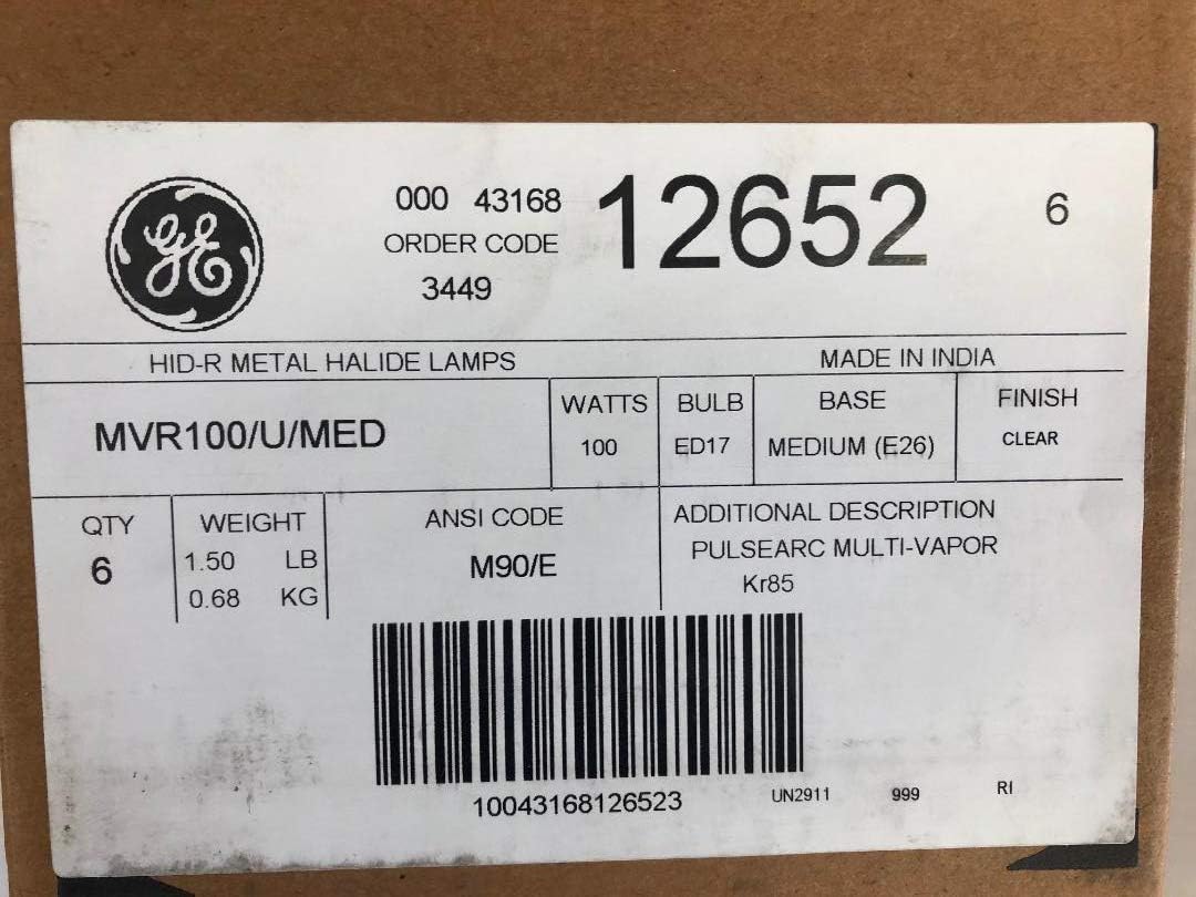 GE MVR100/U/MED 100W Metal Halide Bulb 6-Pack