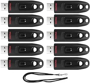 SanDisk SDCZ48-128G 128GB Ultra USB 3.0 Flash Drive Lanyard Bundle