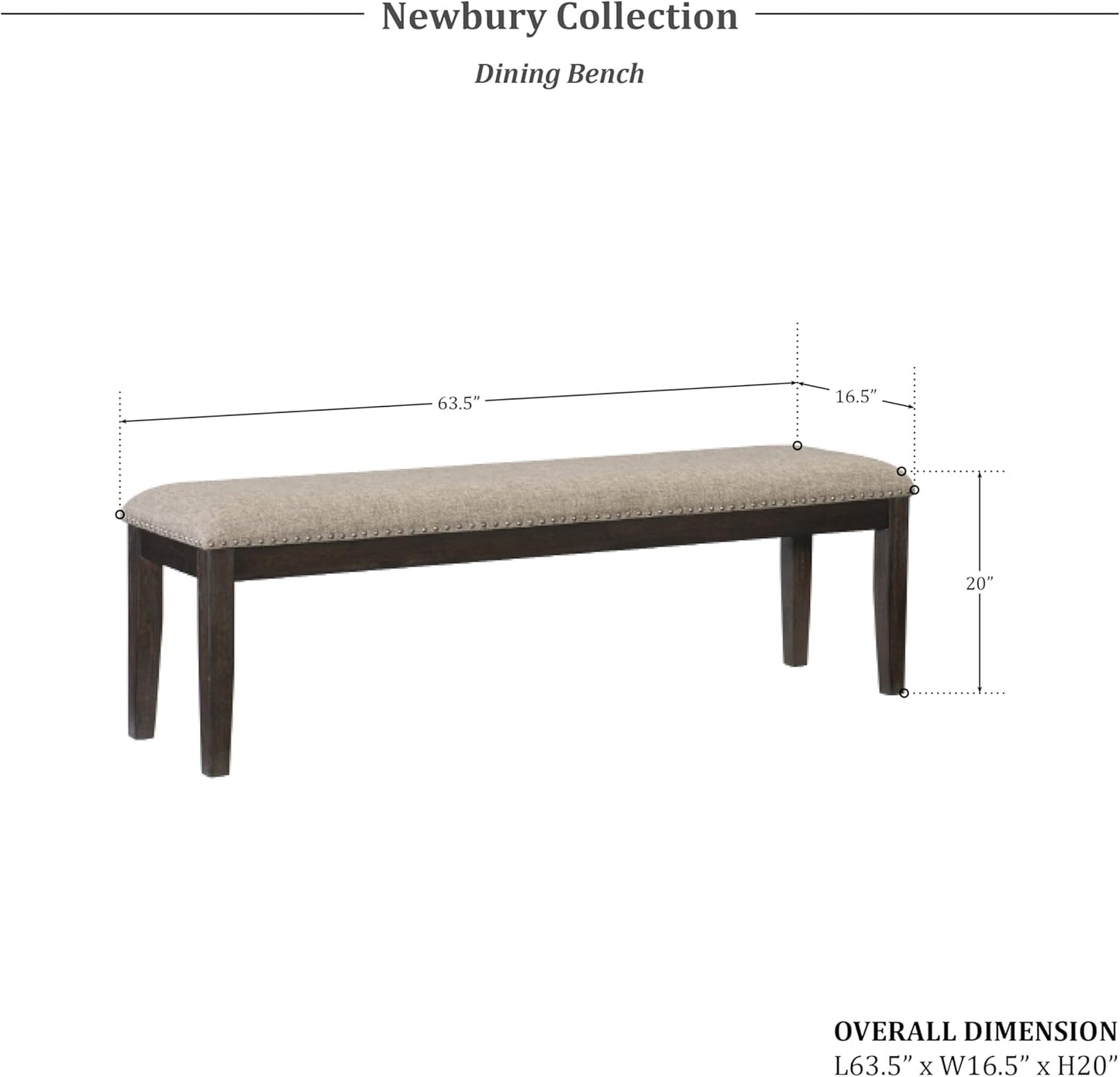 Lexicon 194840161141 Newbury Dining Bench Brown