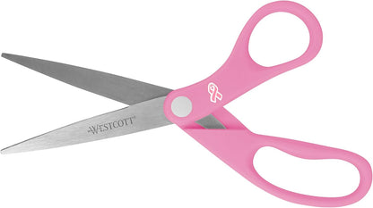 Westcott 15387 8-Inch Pink Ribbon Stainless Steel Scissors