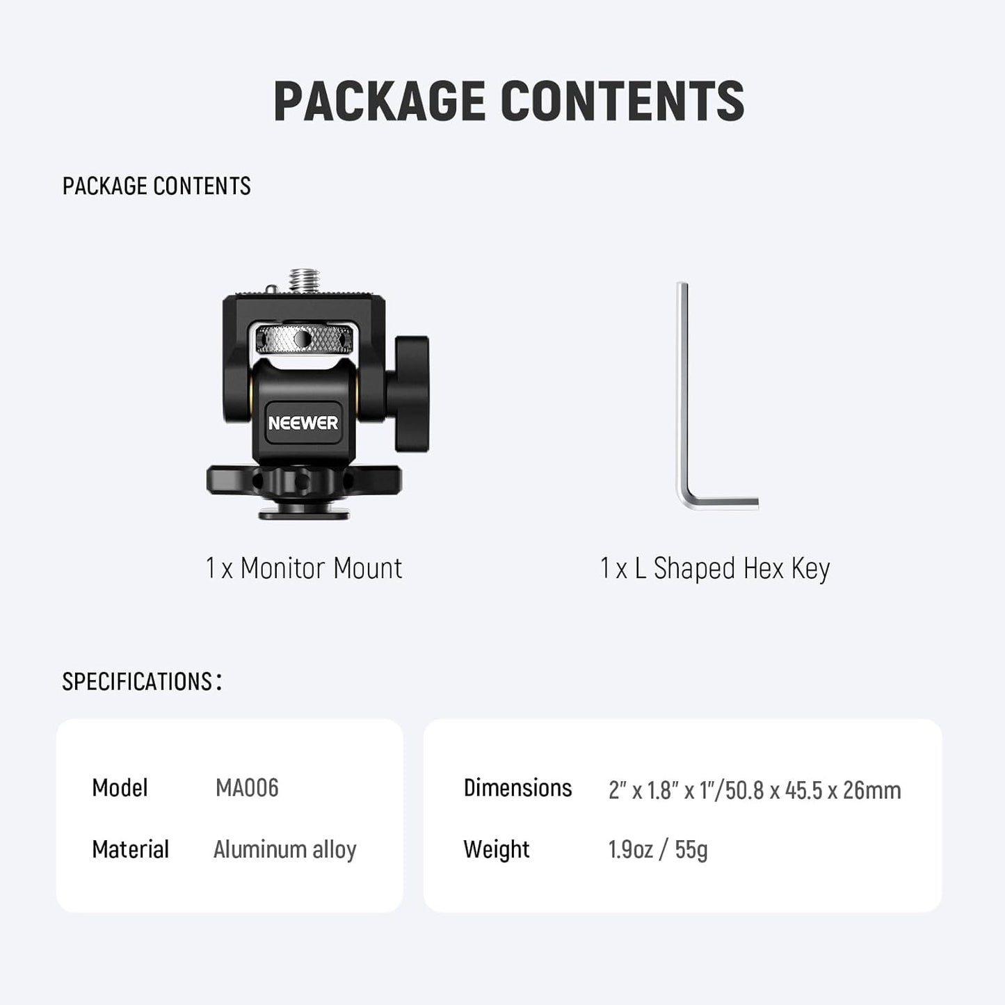 Neewer MA006 Camera Monitor Mount Cold Shoe Swivel Tilt