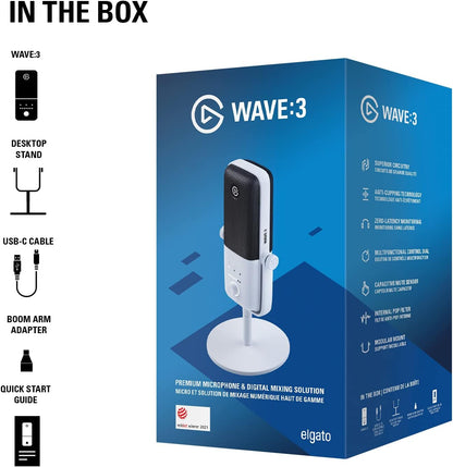 Elgato 10MAB9911 Wave:3 White USB Condenser Microphone