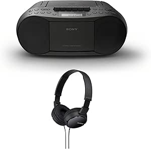 Sony CD/Cassette Boombox + ZX110 Headphones (Renewed)