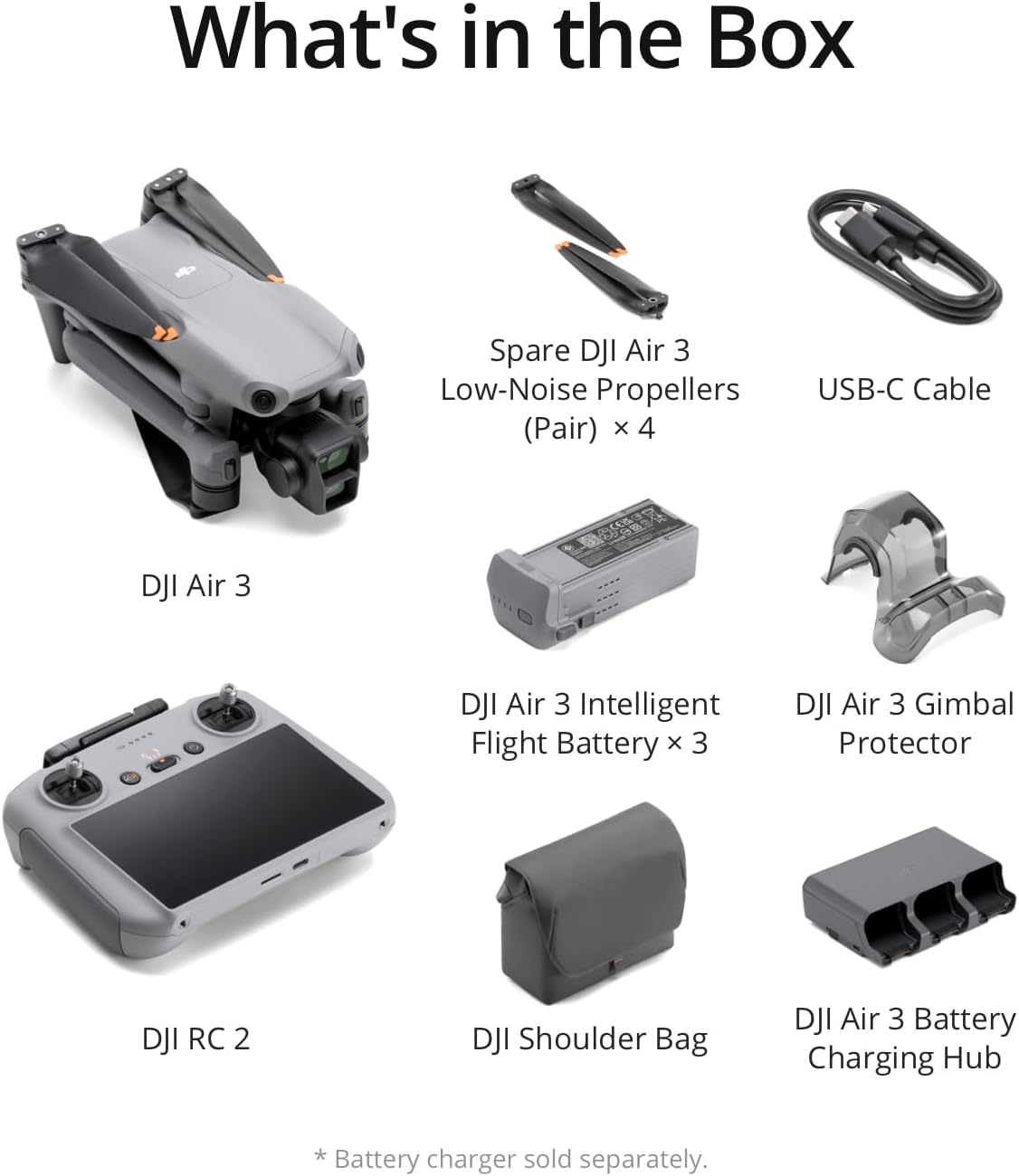 DJI CP.MA.00000693.04 Air 3 Fly More Combo with RC 2 4K Drone