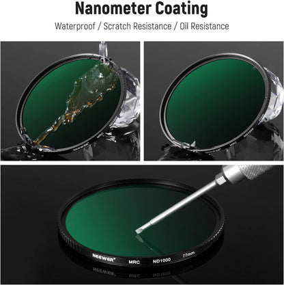 Neewer 10101289 77mm Fixed ND Filter Kit (ND1000 ND64 ND8 ND4)