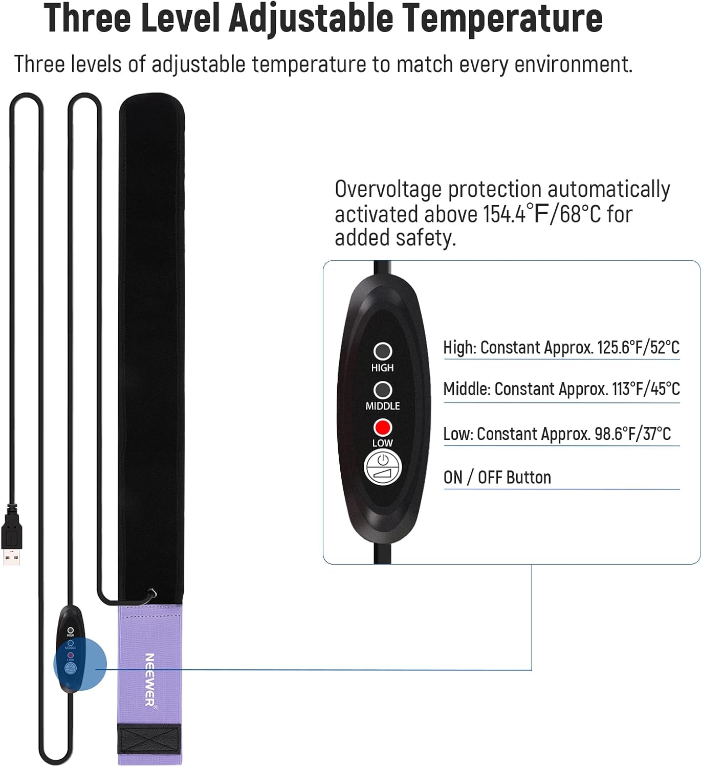 Neewer HW-29 USB Lens Heater 16" DSLR Camera Telescope