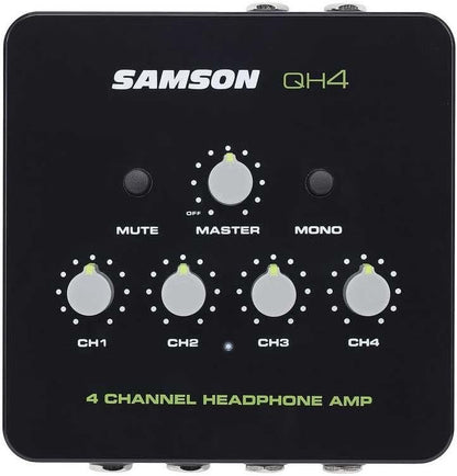 Samson 8541767590 QH4 4-Channel Headphone Amplifier Bundle