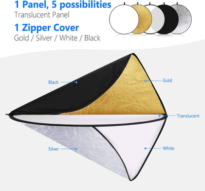 Neewer 10000076 43" 5-in-1 Light Reflector Diffuser