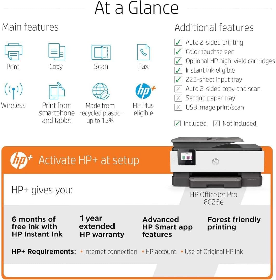 HP OfficeJet Pro 8025e Renewed Wireless Printer