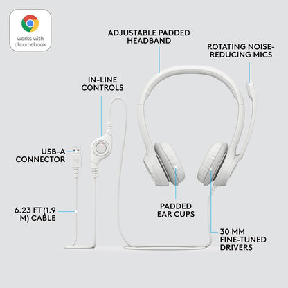 Logitech 981-001285 H390 Headset - Wired - Noise Cancelling Mic
