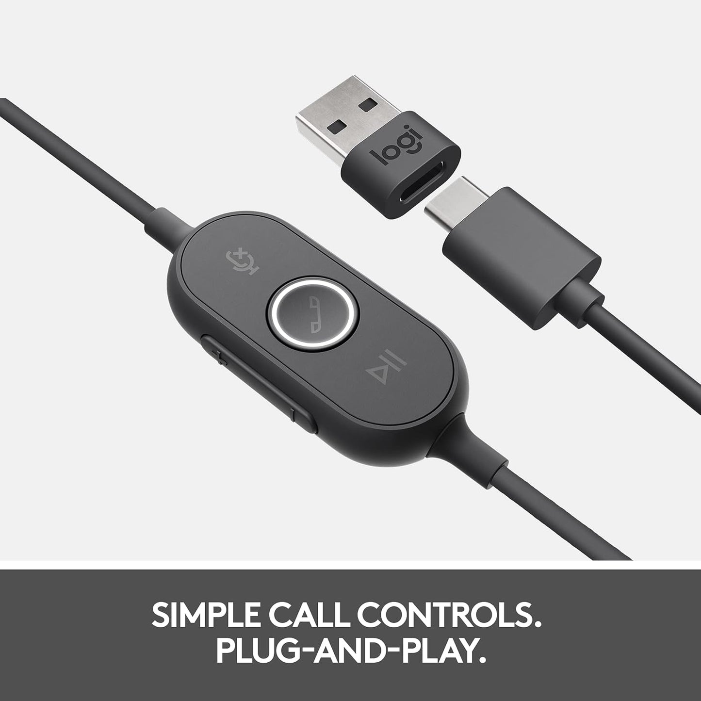 Logitech 981-001229 Zone 750 Wired Headset Noise Cancelling Mic