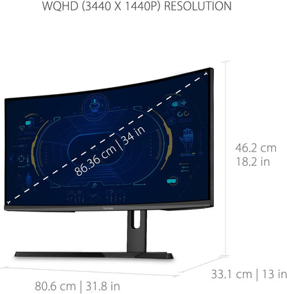 ViewSonic VX3418-2KPC 34-Inch Curved Gaming Monitor 180Hz