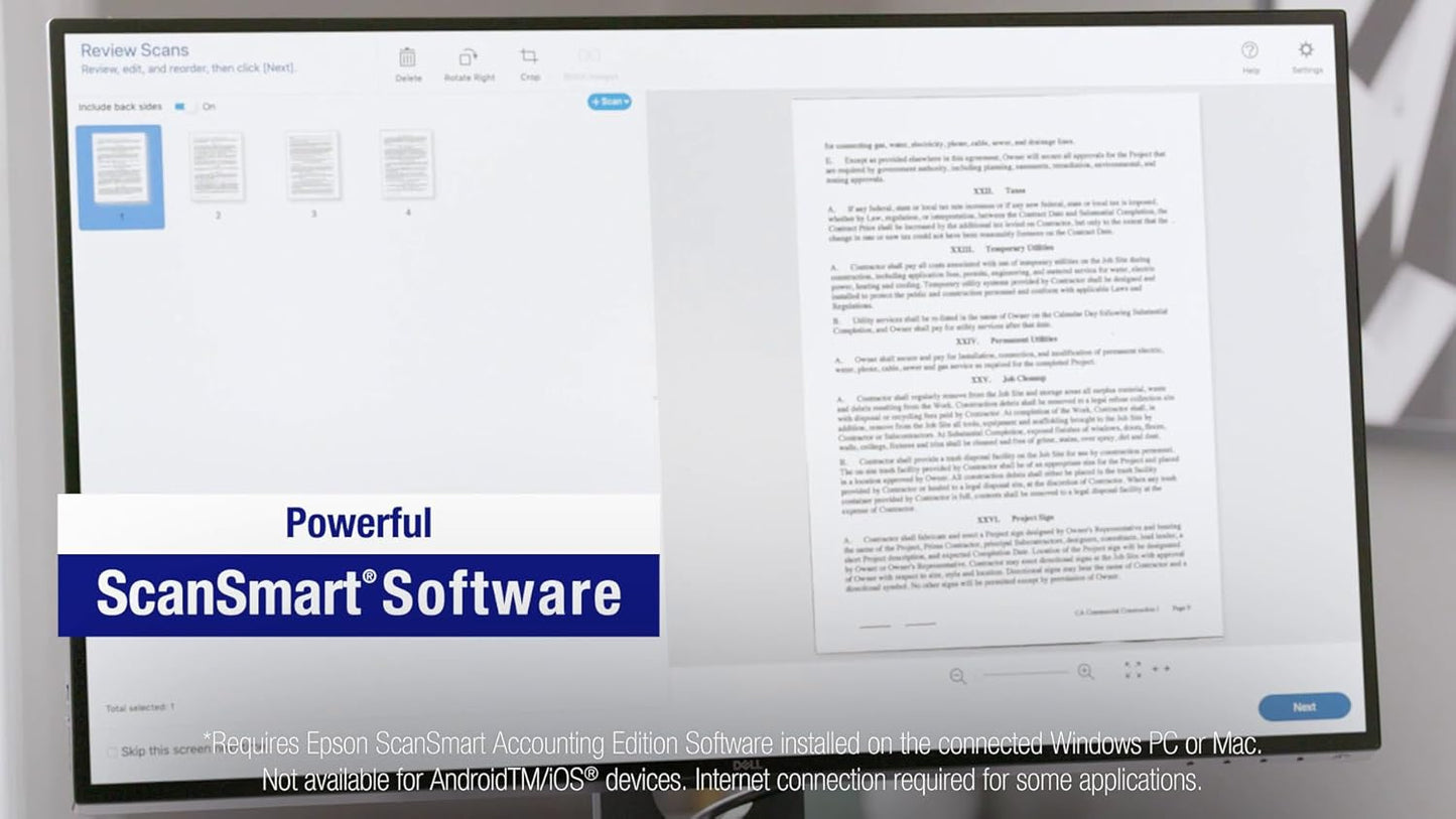 Epson B11B270202 RapidReceipt RR-400W Wireless Receipt Scanner