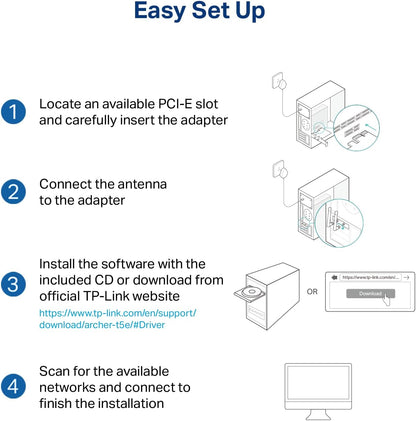 TP-Link Archer T4E AC1200 PCIe WiFi Adapter