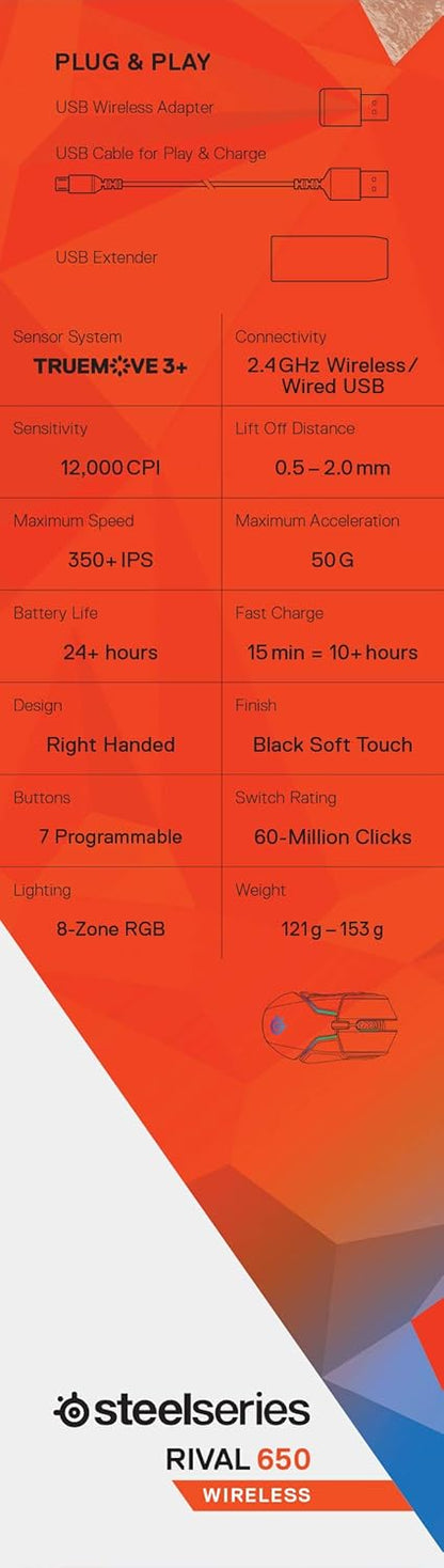 SteelSeries 62456 Rival 650 Wireless Gaming Mouse