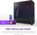 NZXT CC-H52FB-R1 H5 Flow RGB Compact ATX Mid-Tower PC Gaming Case - Black