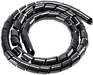 Monoprice 20mm x 1.5m Spiral Cable Wrapping Bands - Black (3-Pack)